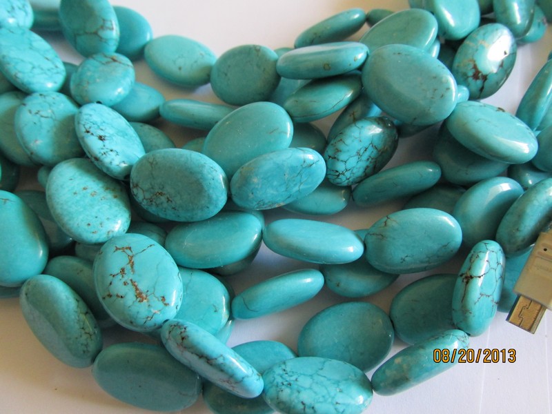 (image for) Turquoise oval beads 25mm #SS1084